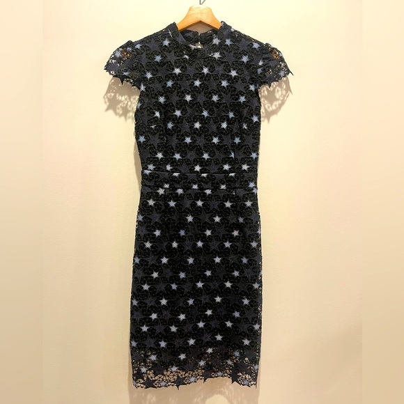 NWT $275 Romeo & Juliet Couture Celestial Stars Lace cutout Sheath Dress small - Picture 3 of 12